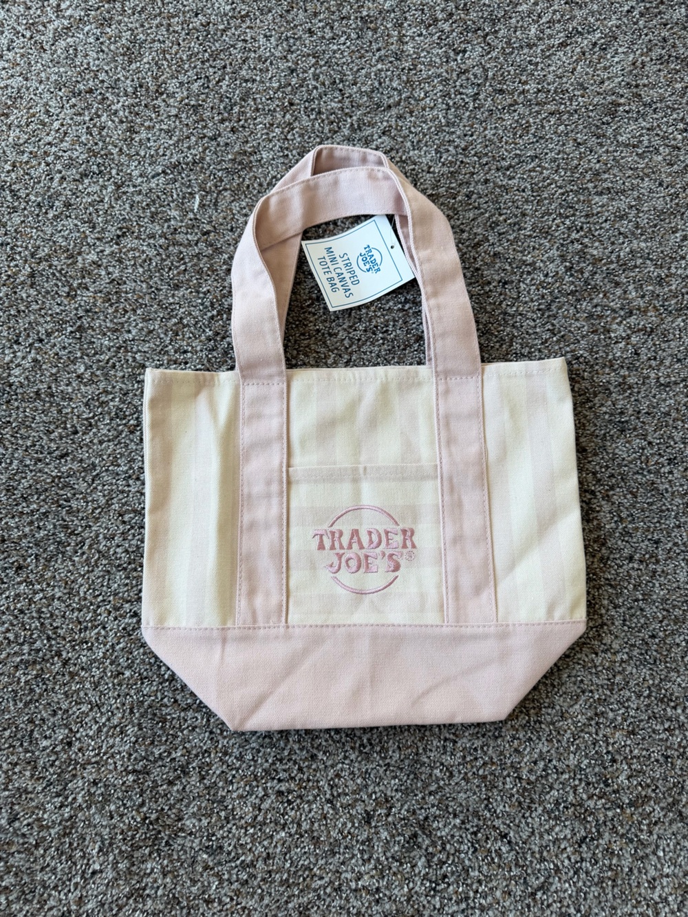 Trader Joe’s Mini Canvas Totes Striped Pastel Summer 2026 NWT pink - Picture 1 of 1